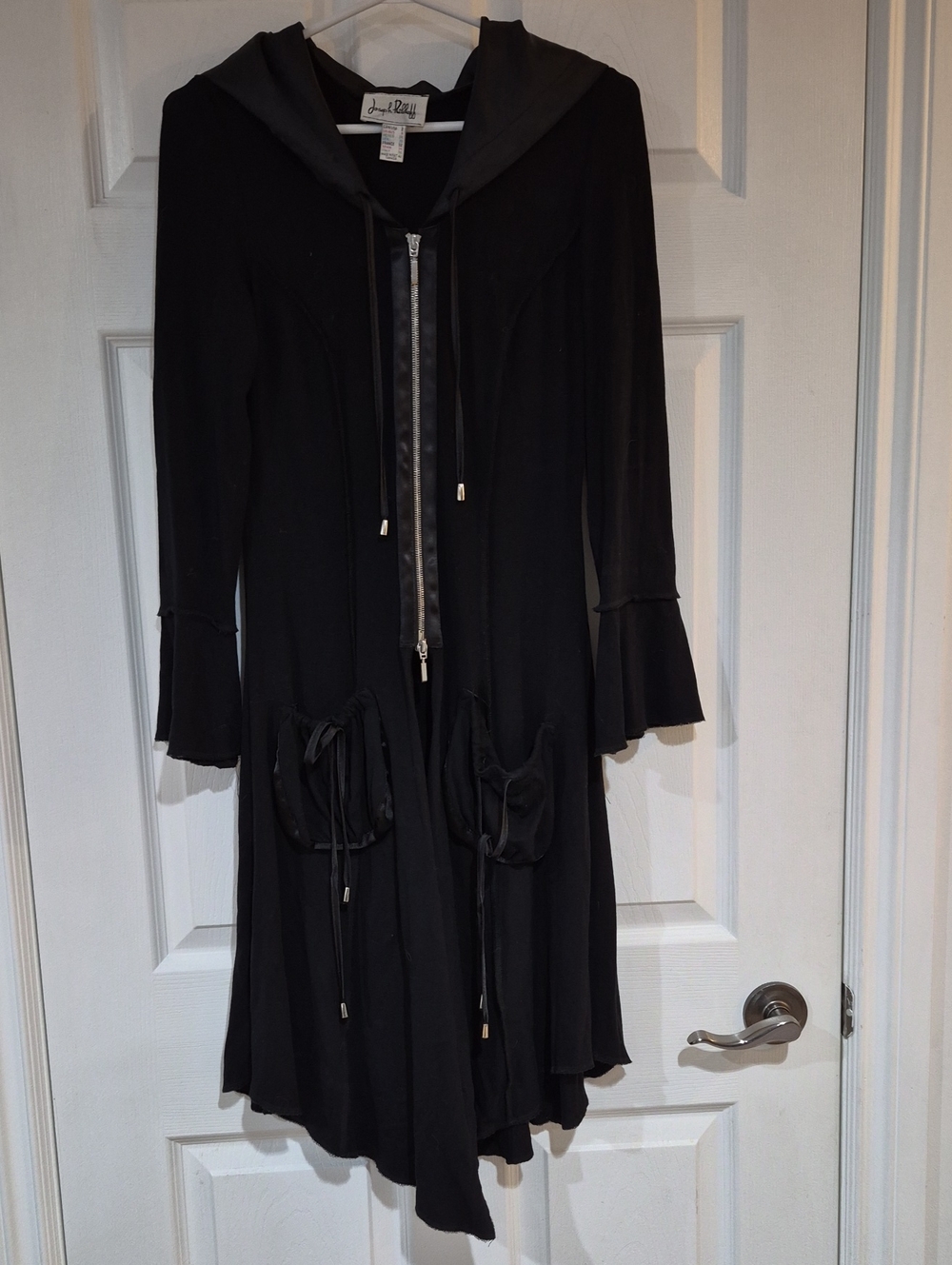 Joseph Ribkoff Women's Size 2 Black Hooded Zip-Front Shirt